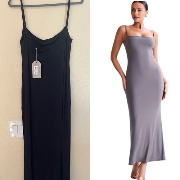 NWT Meshki Cassie Modal Fishtail Maxi Dress Square Neck Strappy- Black XXL 2X - Picture 1 of 8